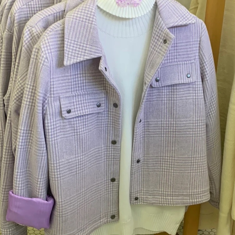 APRICOT Women's Soft Purple Checkered Blazer